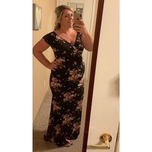 Pinkblush maternity off shoulder floral dress